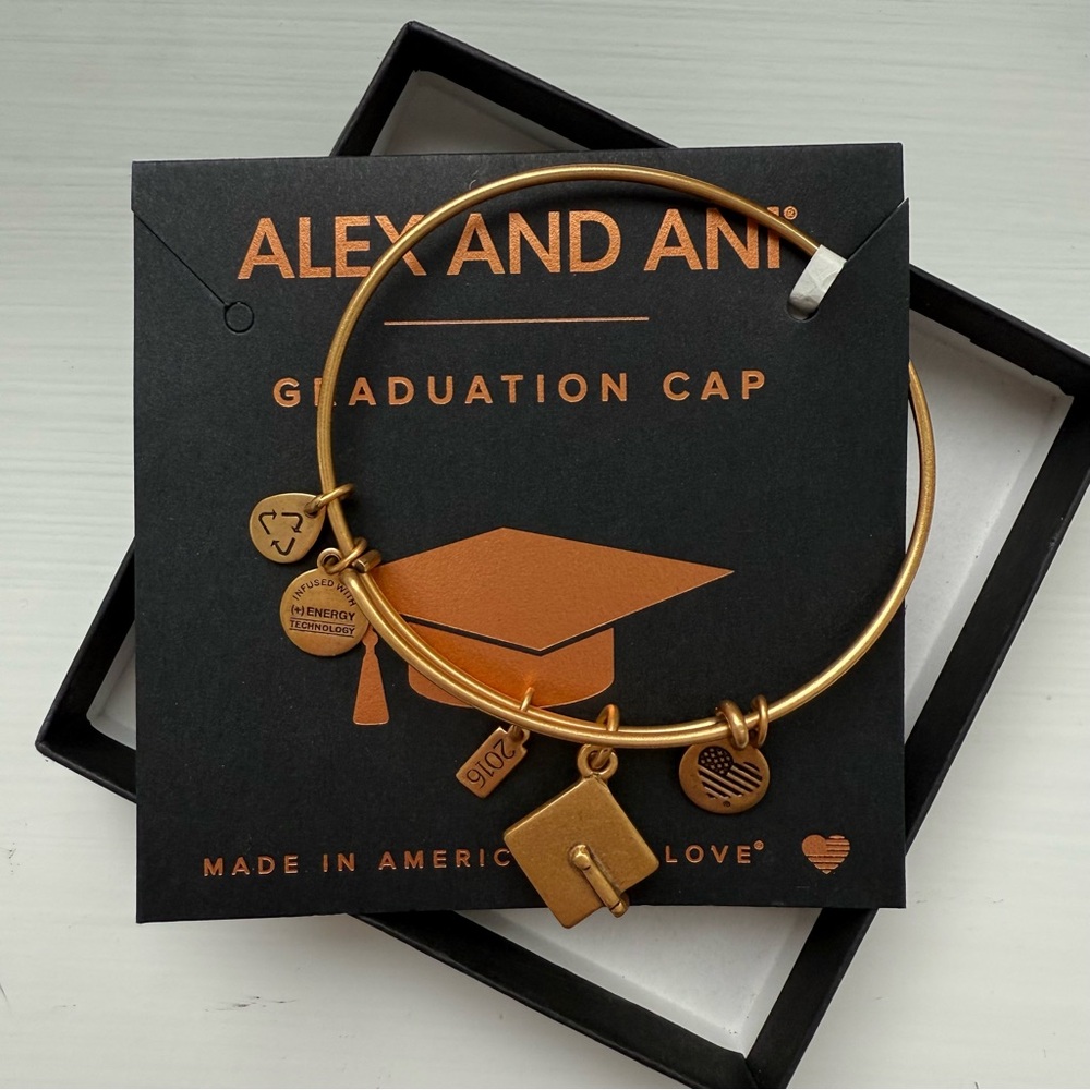 Alex and Ani Gold Graduation Cap Charm Bracelet